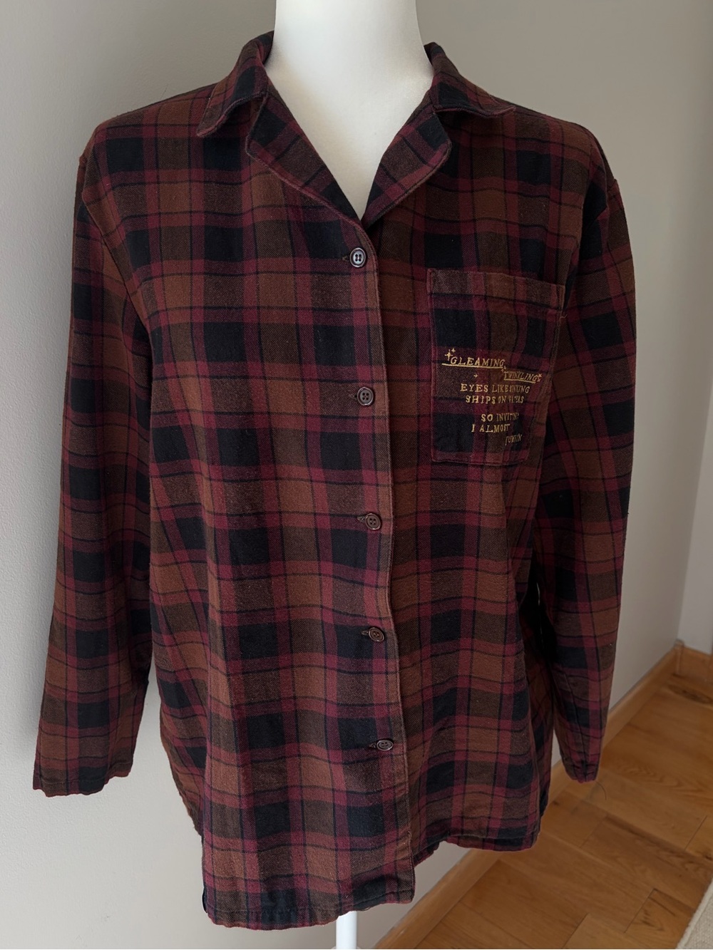 Taylor Swift Evermore Brown Plaid Flannel Pajama top Small